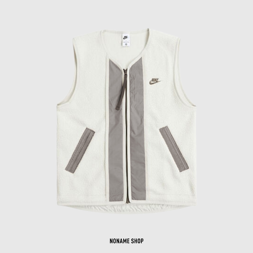 NIKE NSW Essential Sherpa 羊羔毛 拼接 背心 米白 (男款)