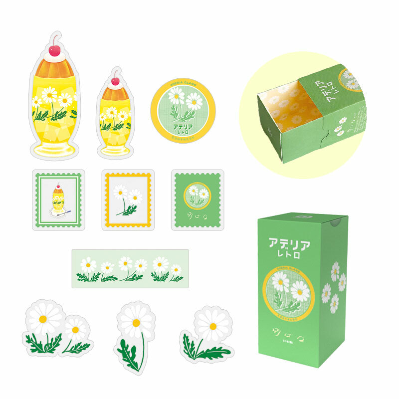 Aderia Retro x Ryu-Ryu Clear Sticker Box Set－Wild Flower (Japanese Stationery Brand)