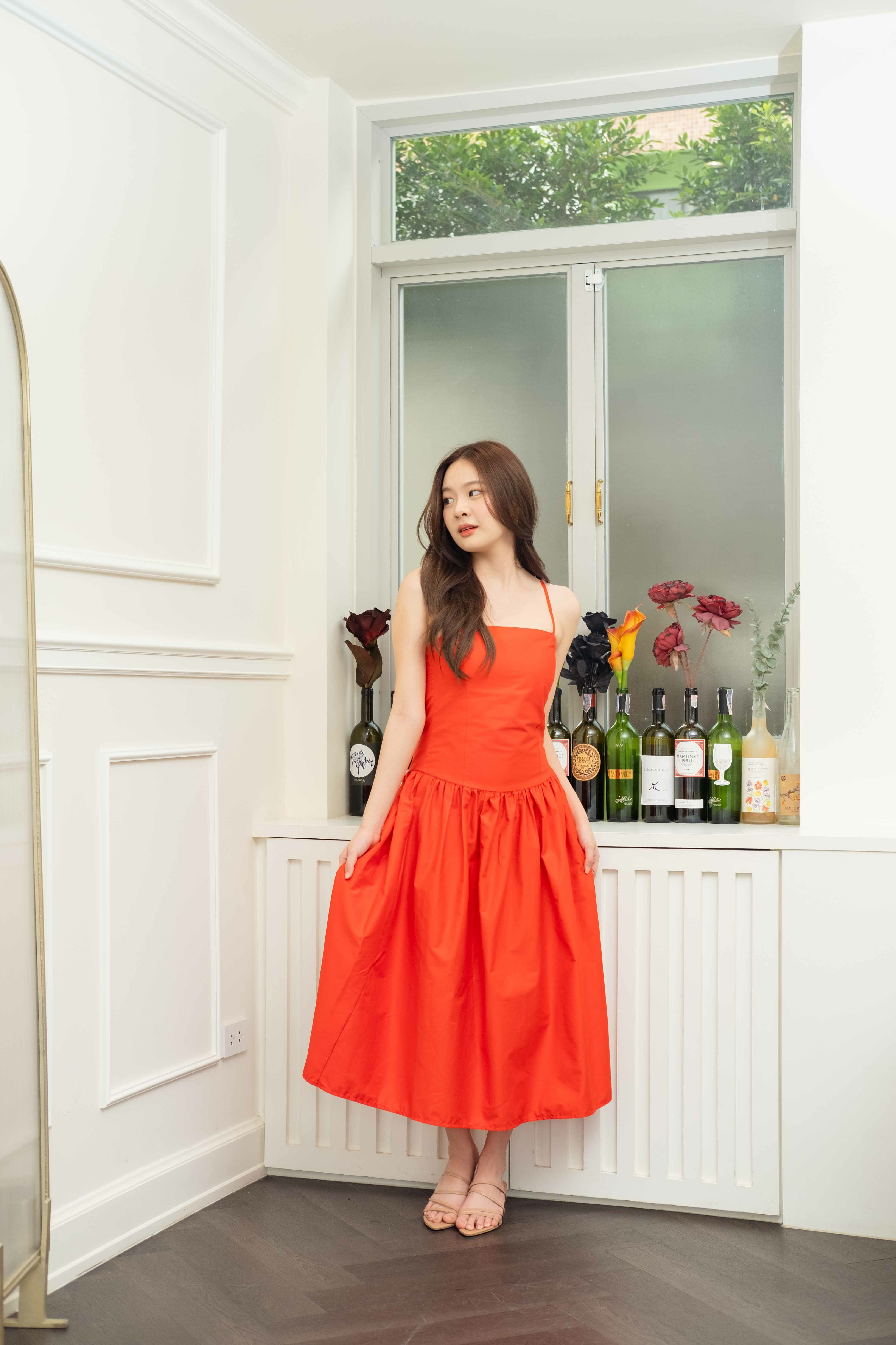 Cameron Poplin Dress - Red