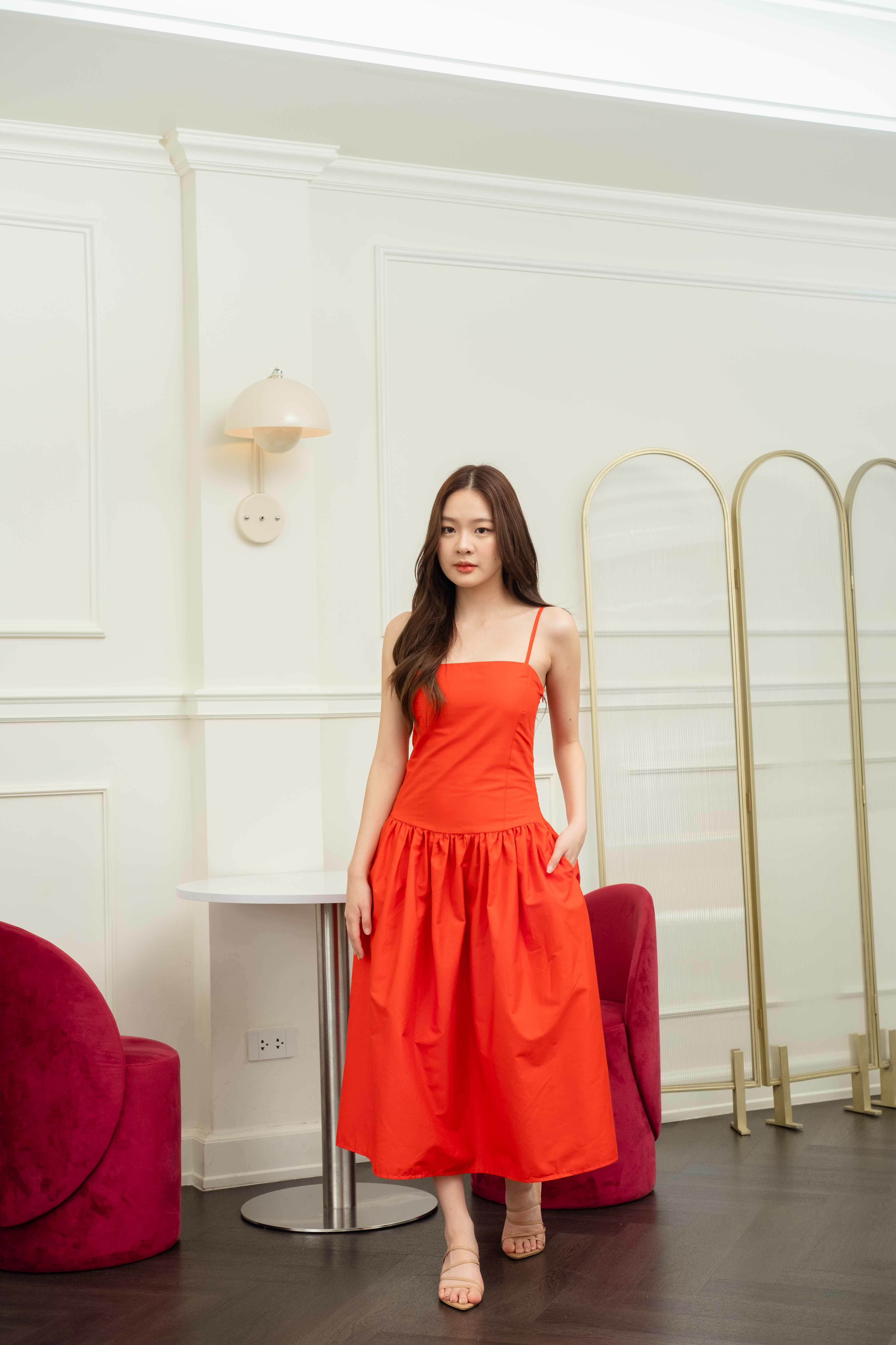 Cameron Poplin Dress - Red