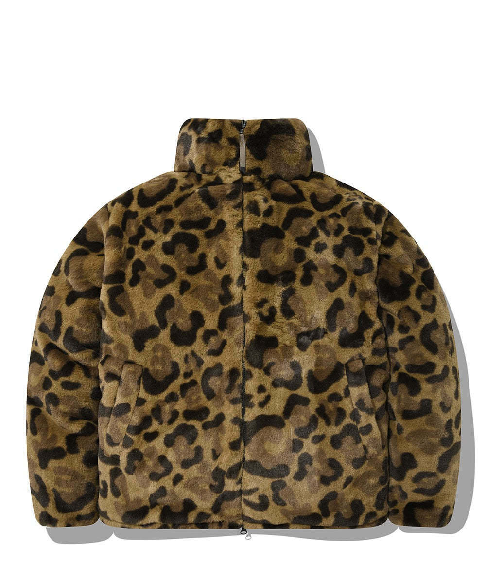 COVERNAT  RDS 豹紋 雙面 短款 羽絨外套 棕色