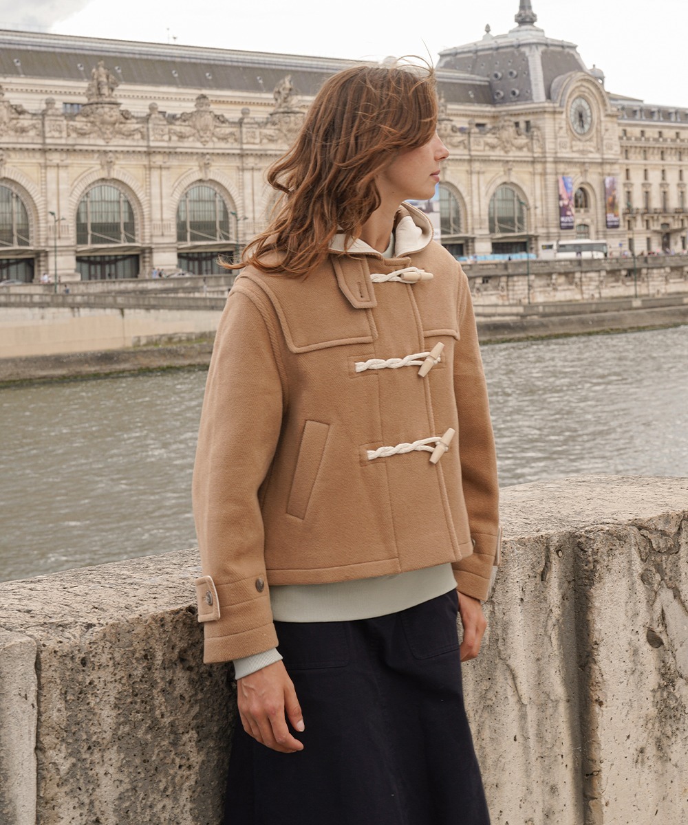 COVERNAT 短版 繩扣 大衣 外套 米色 女款