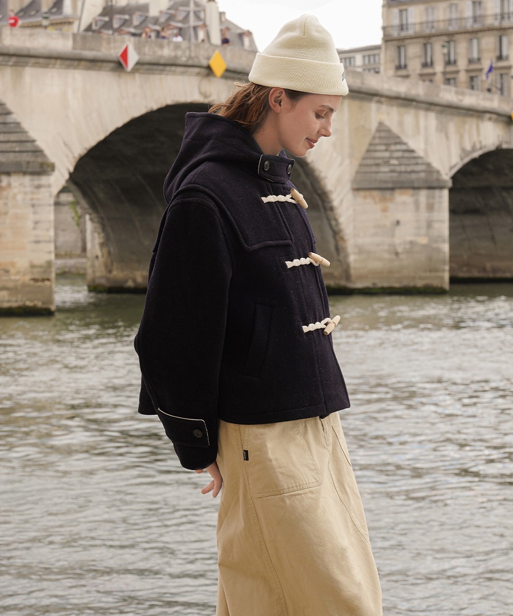 COVERNAT 短版 繩扣 大衣 外套 海軍藍 女款