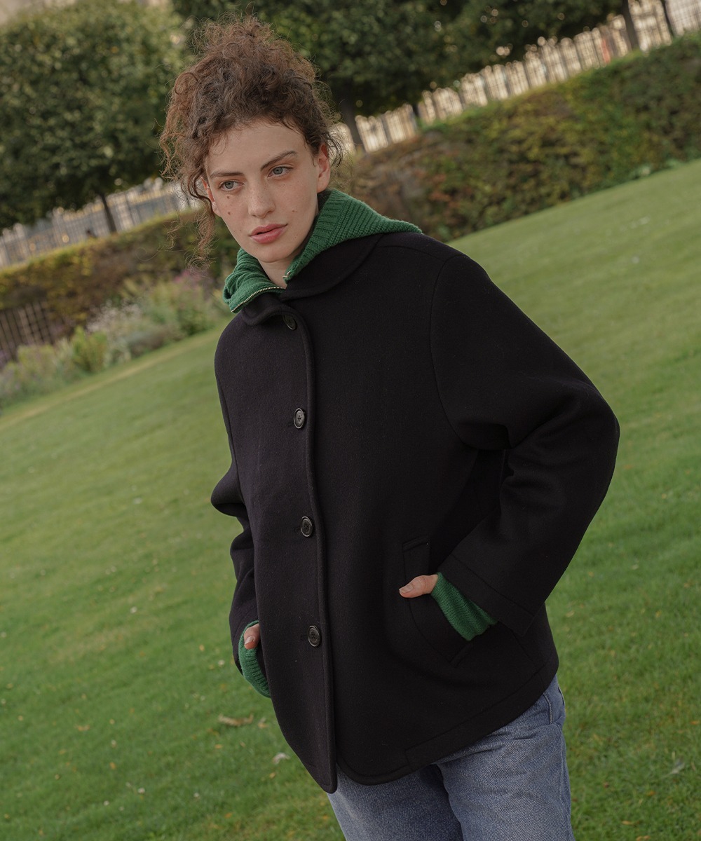 COVERNAT 圓領 大衣 外套 海軍藍 女款