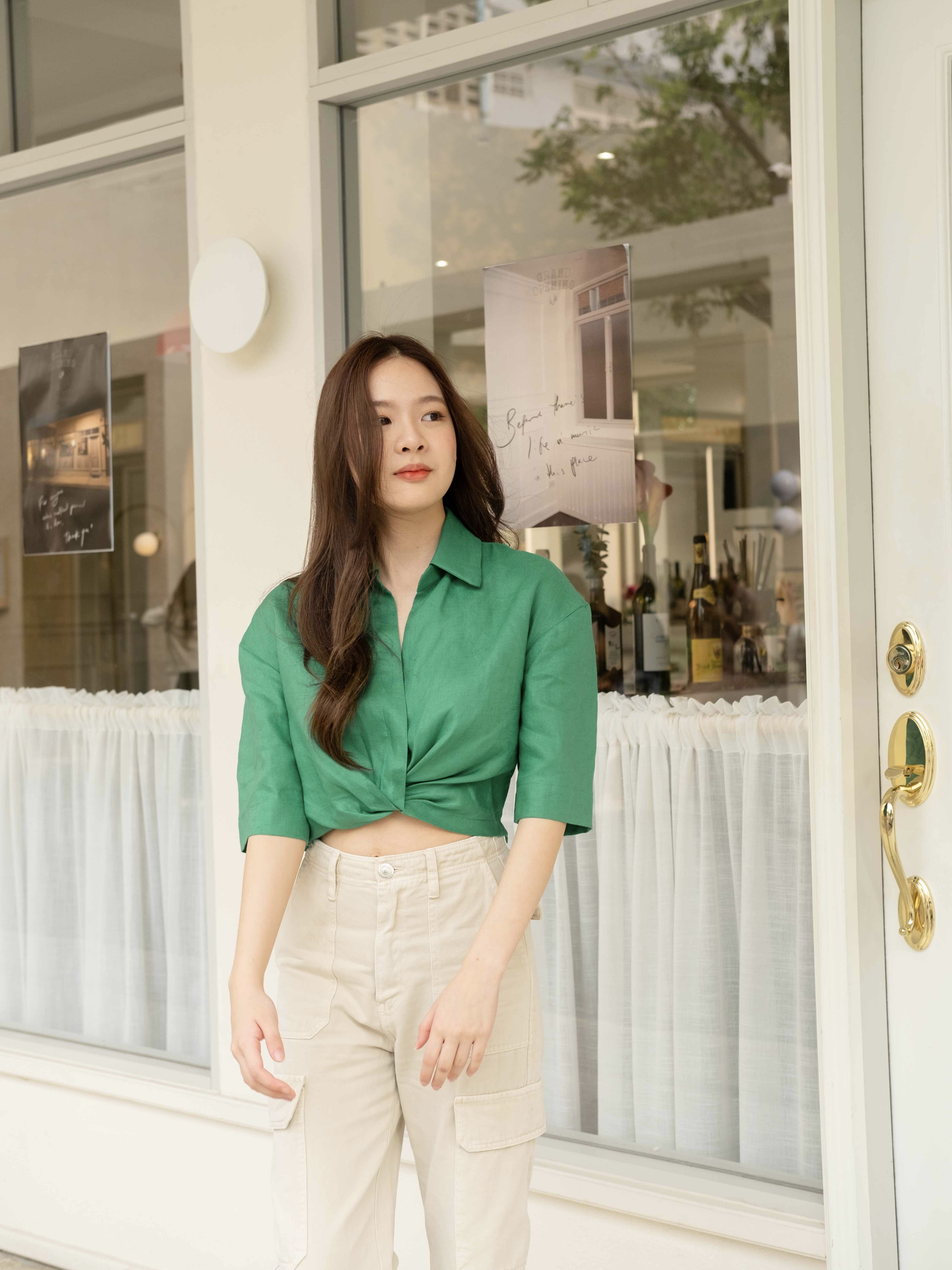Perry Linen Top - Green