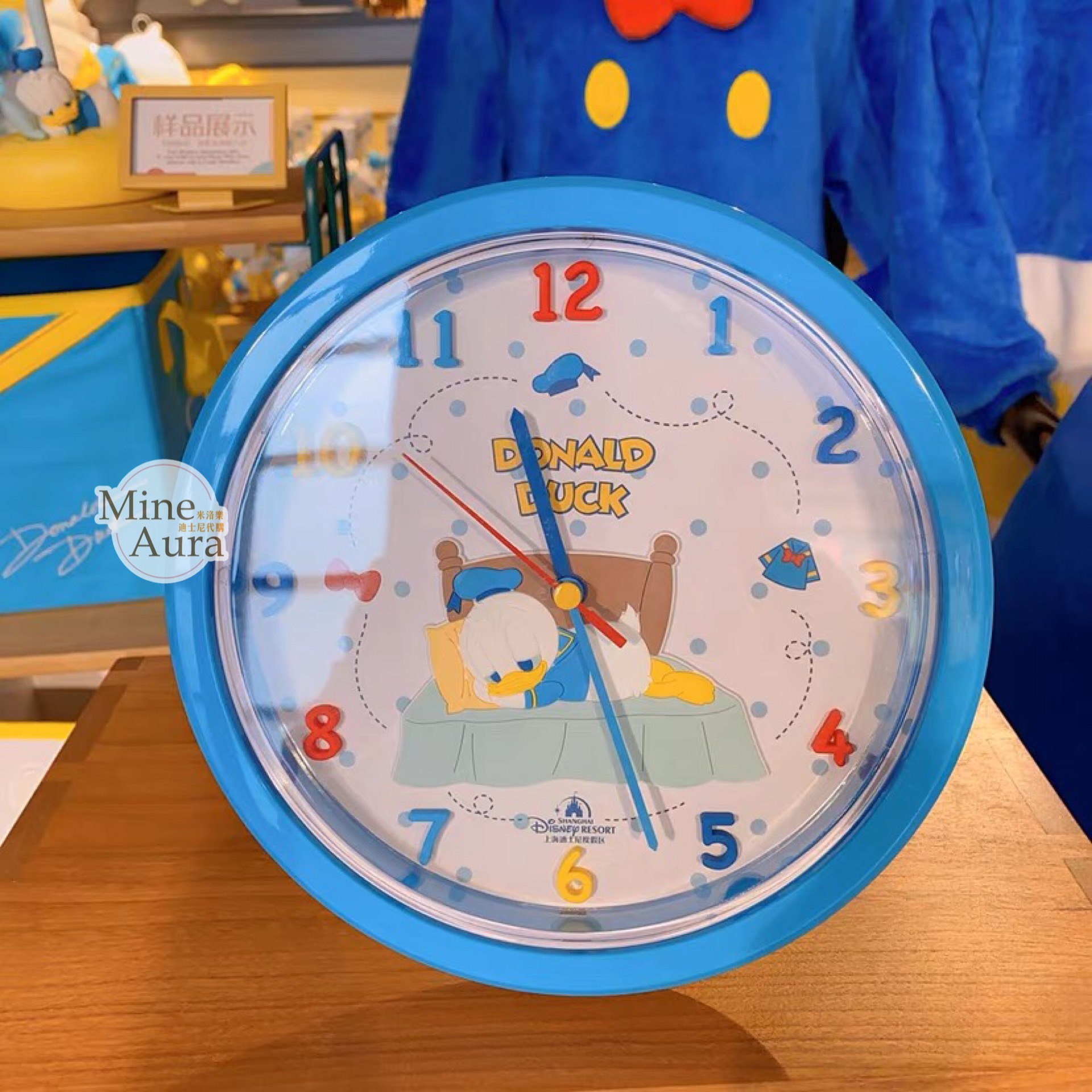 唐老鴨 Donald 趴趴 趴姿 睡顏 圖案 圓形 時鐘 -上海迪士尼樂園
