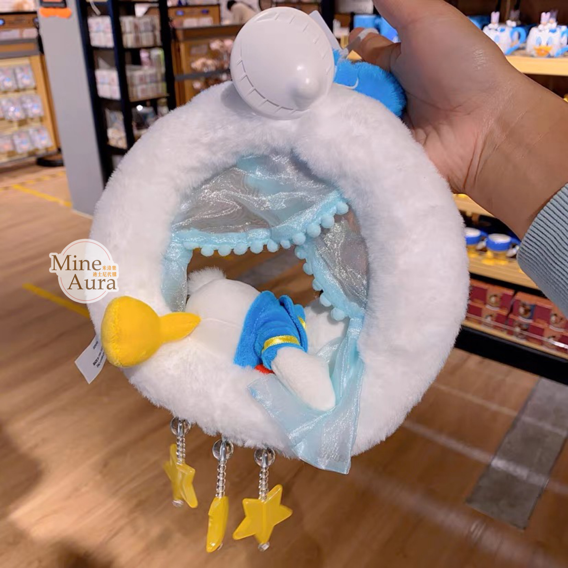 唐老鴨 Donald 趴趴 趴姿 睡顏 花圈造型 絨毛 掛飾 擺飾品 -上海迪士尼樂園