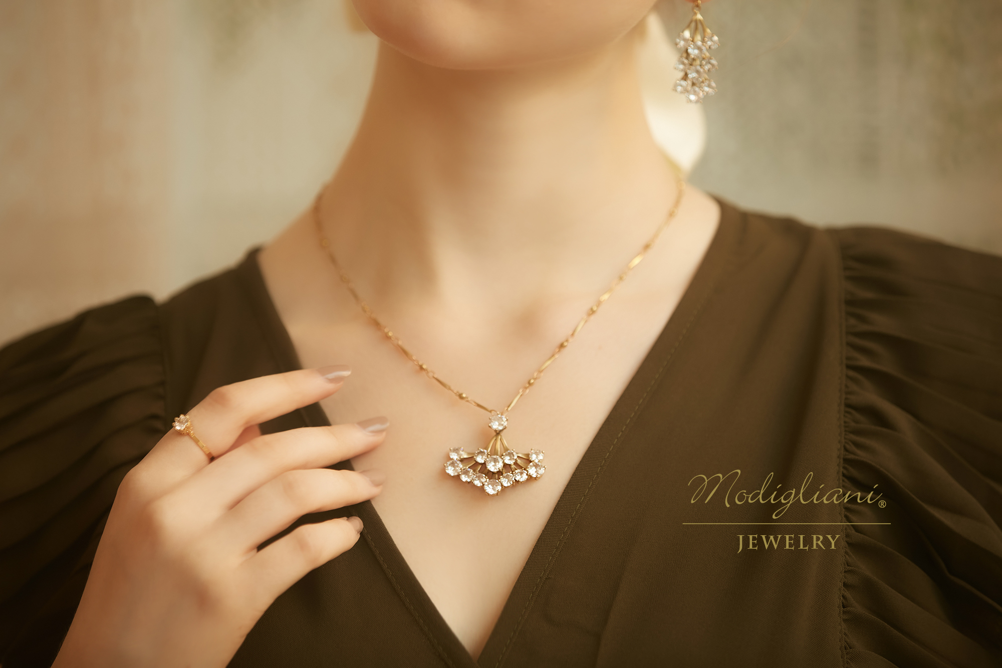 黃銅飾品,黃銅,鋯石,長項鍊,華麗,搶眼,項鍊