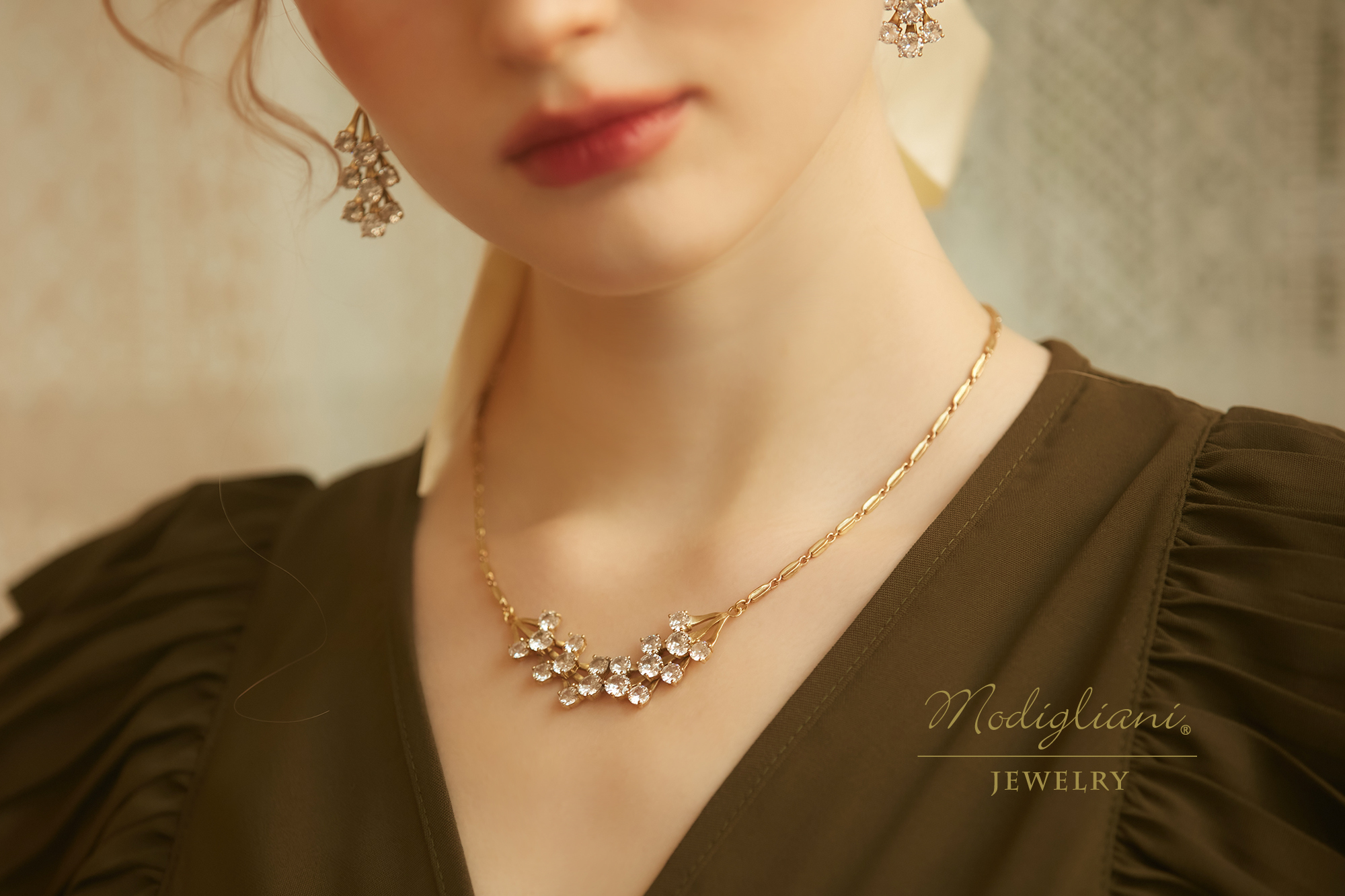 黃銅飾品,黃銅,華麗,項鍊,鎖骨鍊,搶眼,鋯石