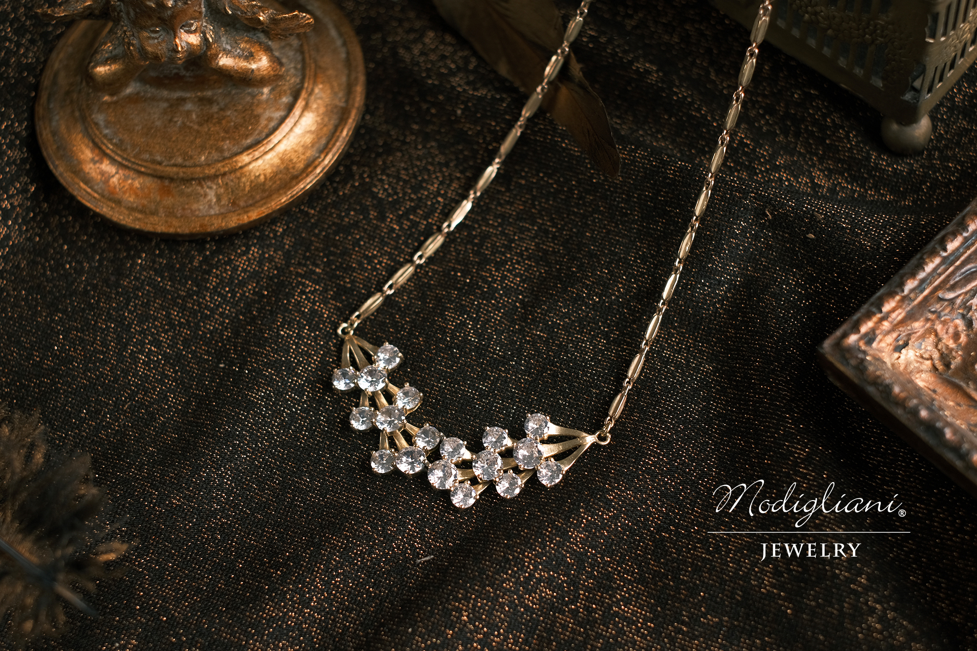 黃銅飾品,黃銅,華麗,項鍊,鎖骨鍊,搶眼,鋯石