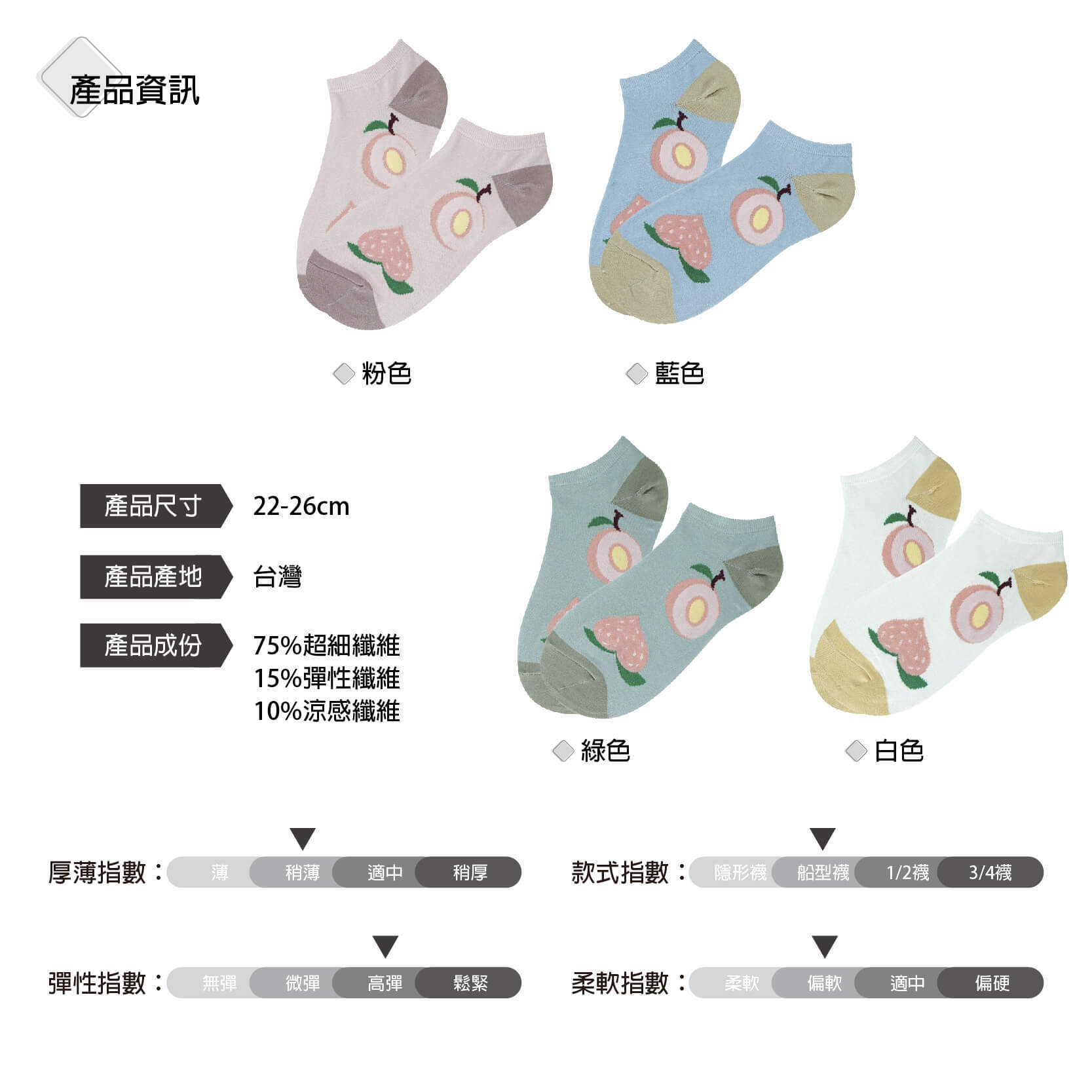 B3020-超細纖維涼感襪-桃子