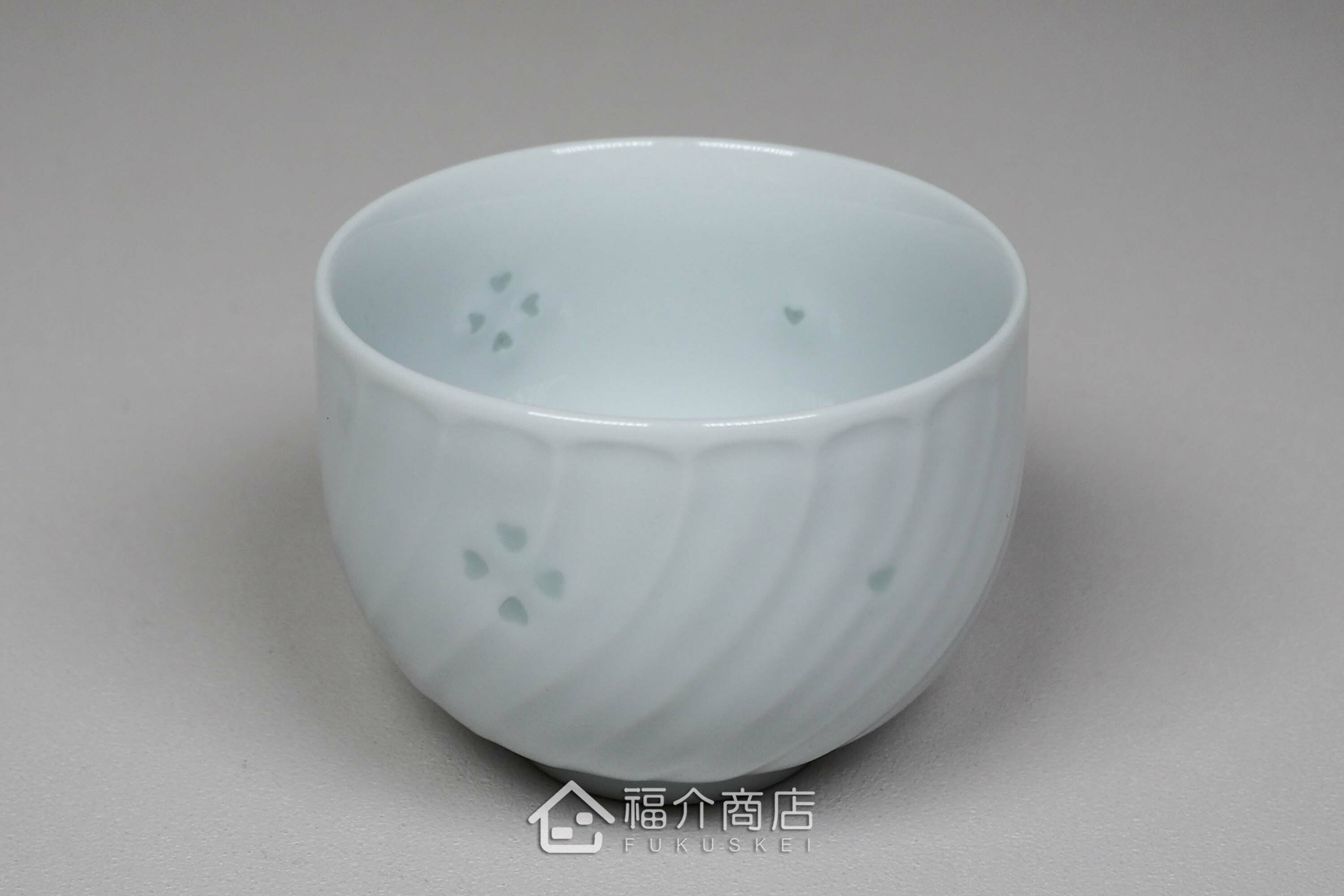 日本白青色陶瓷茶杯