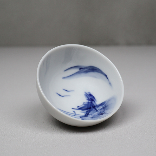 【美濃燒】染付山水中 丸盃