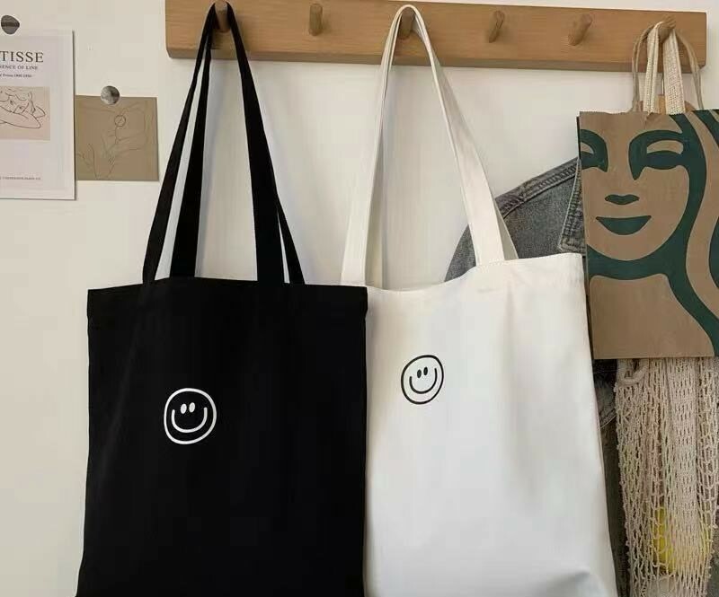 《1265》文青簡約微笑帆布包