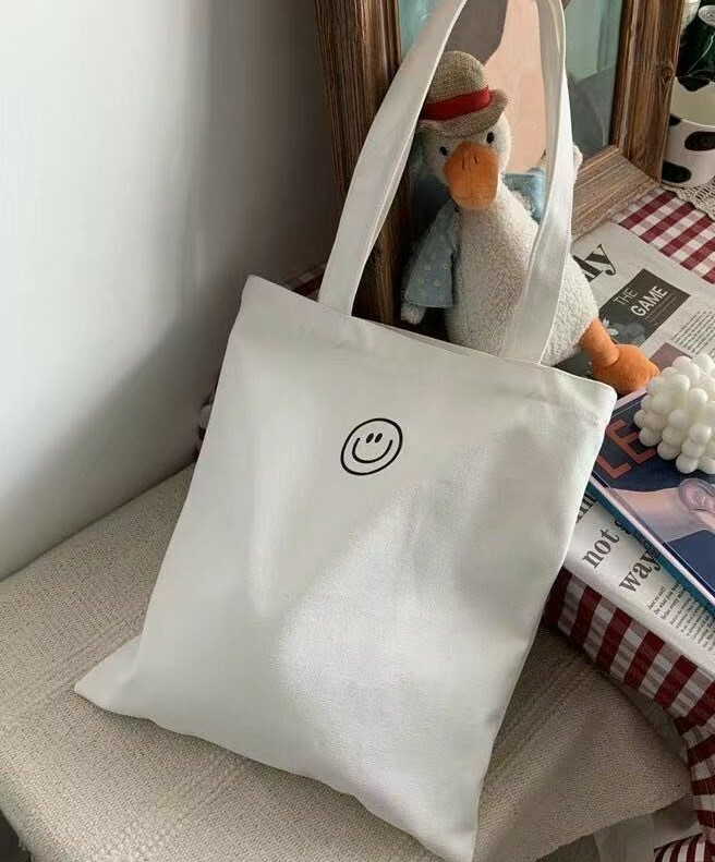 《1265》文青簡約微笑帆布包