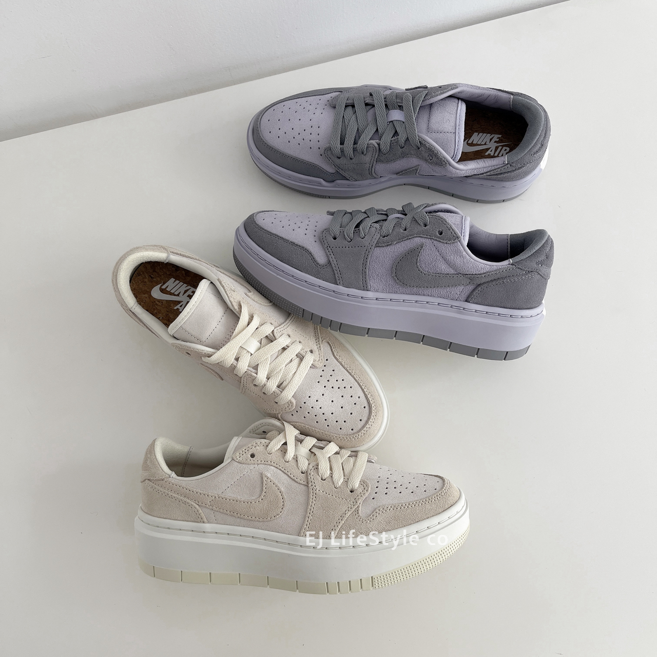 NIKE AIR JORDAN 1 ELEVATE AJ1 麂皮 厚底 增高 灰 紫 奶茶 燕麥 米色 DH7004-101  / 現貨