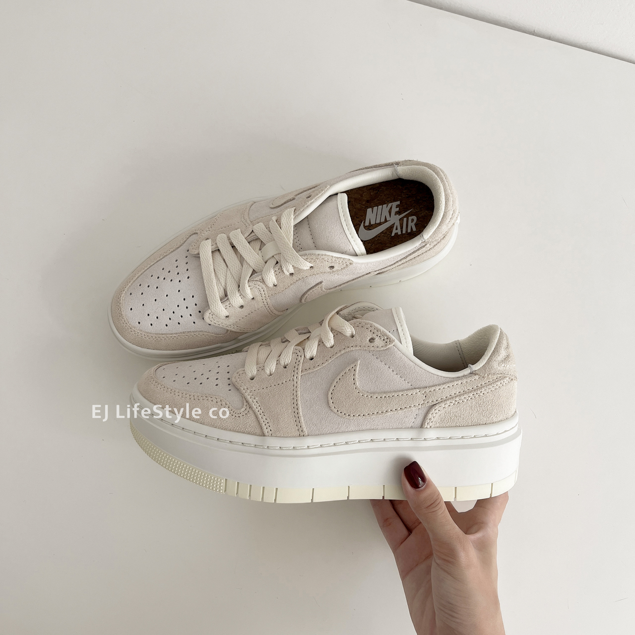 NIKE AIR JORDAN 1 ELEVATE AJ1 麂皮 厚底 增高 灰 紫 奶茶 燕麥 米色 DH7004-101  / 現貨