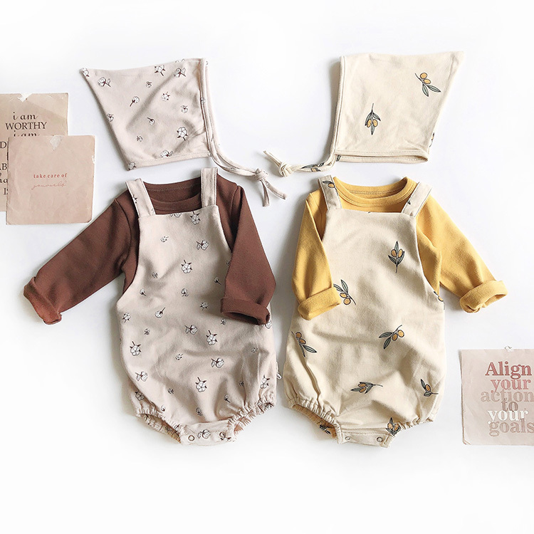 花花吊帶包屁褲｜含帽