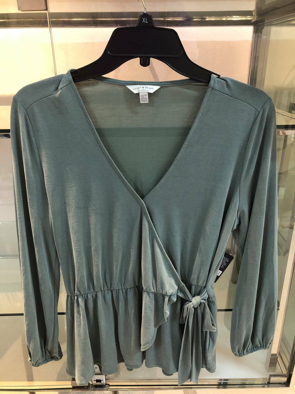 [S] LUCKY BRAND LADIES TOP,GREEN, 7WD61655-7LV330 (SLB23)