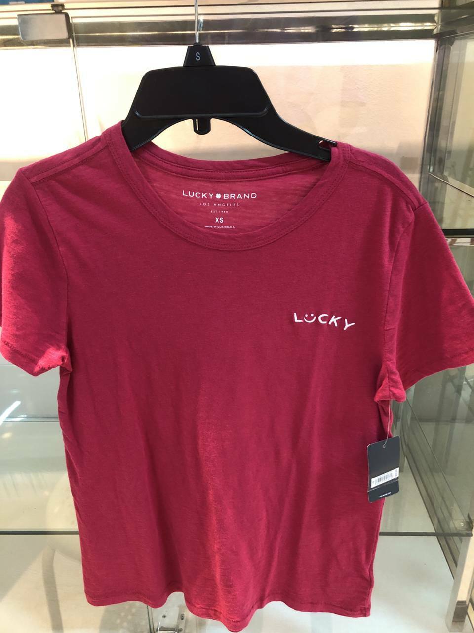 [S] LUCKY BRAND WOMENS LUCKY TEE,RED, 7WDG1406-6EU640, FINAL SALE (SLB24)