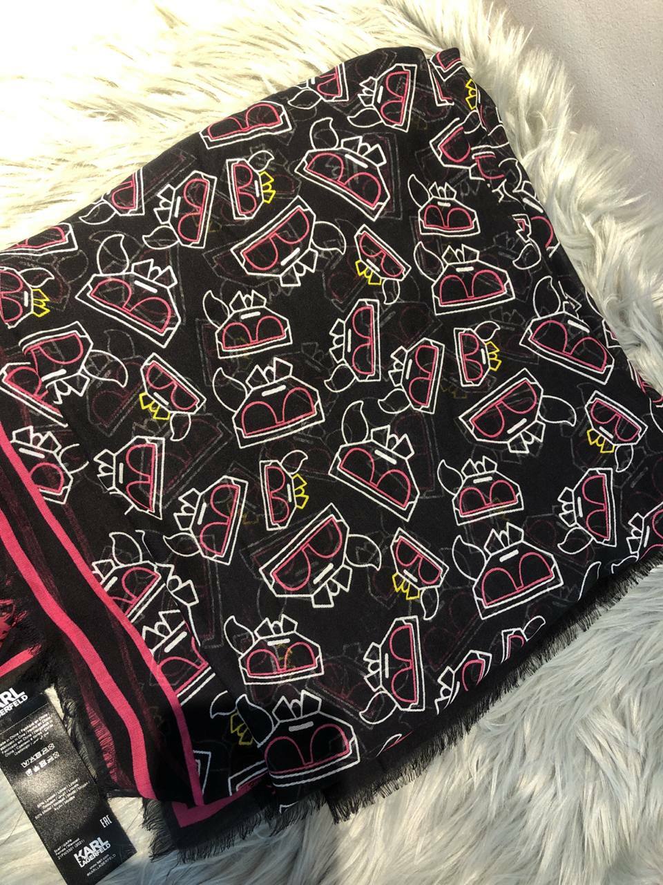 [S] KARL LAGERFELD K/KOCKTAIL BLACK NEON SCARF,21FW3301-A999BLACK, 8720092472821 (SKL350)