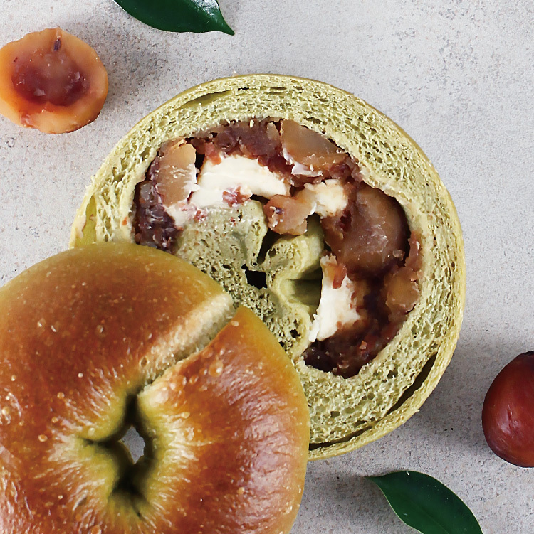 抹茶栗子起士貝果 (奶素)