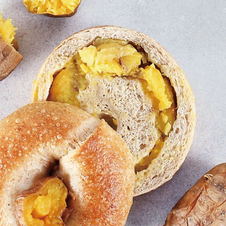 石臼全麥地瓜貝果 (全素)