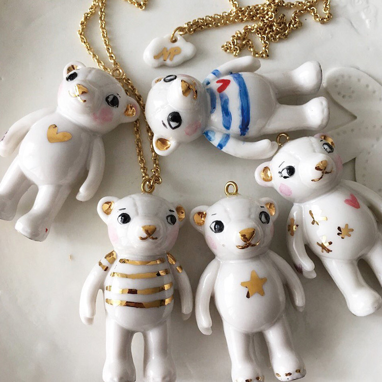 Natacha Plano,飾品控,項鍊,耳環,胸針, 琺瑯飾品、陶瓷飾品,法式時尚,熊熊項鍊,gummy bear
