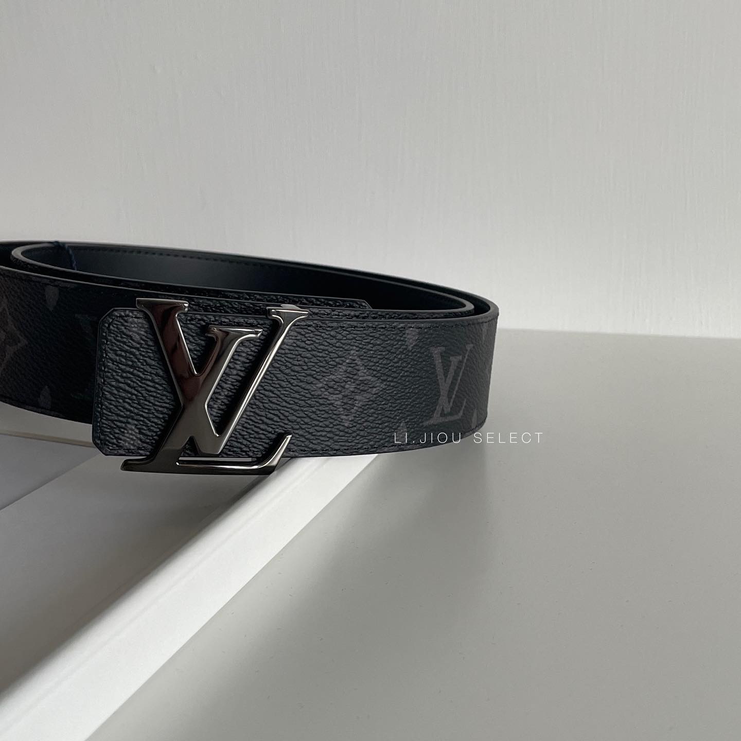 Louis Vuitton LV 黑老花雙面皮帶 4cm