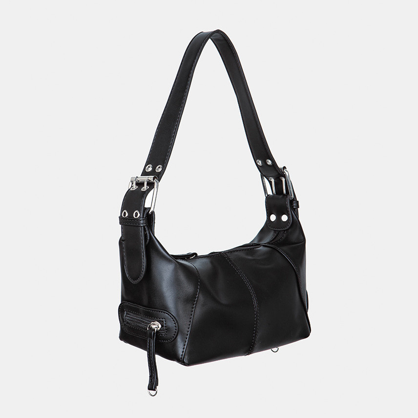 拋光皮革孔眼單肩包