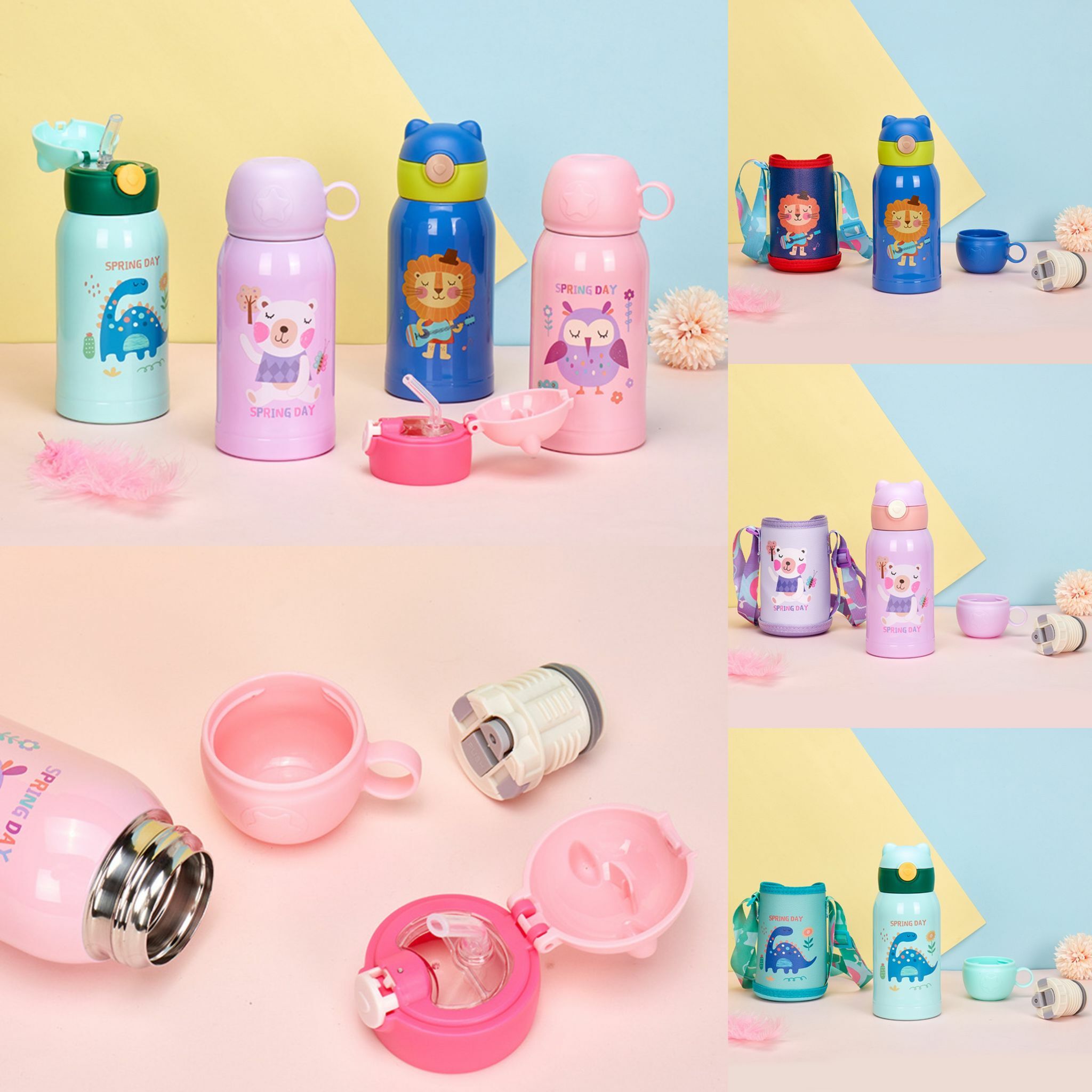 卡通保暖500ml飲水壺附保暖套+掛繩