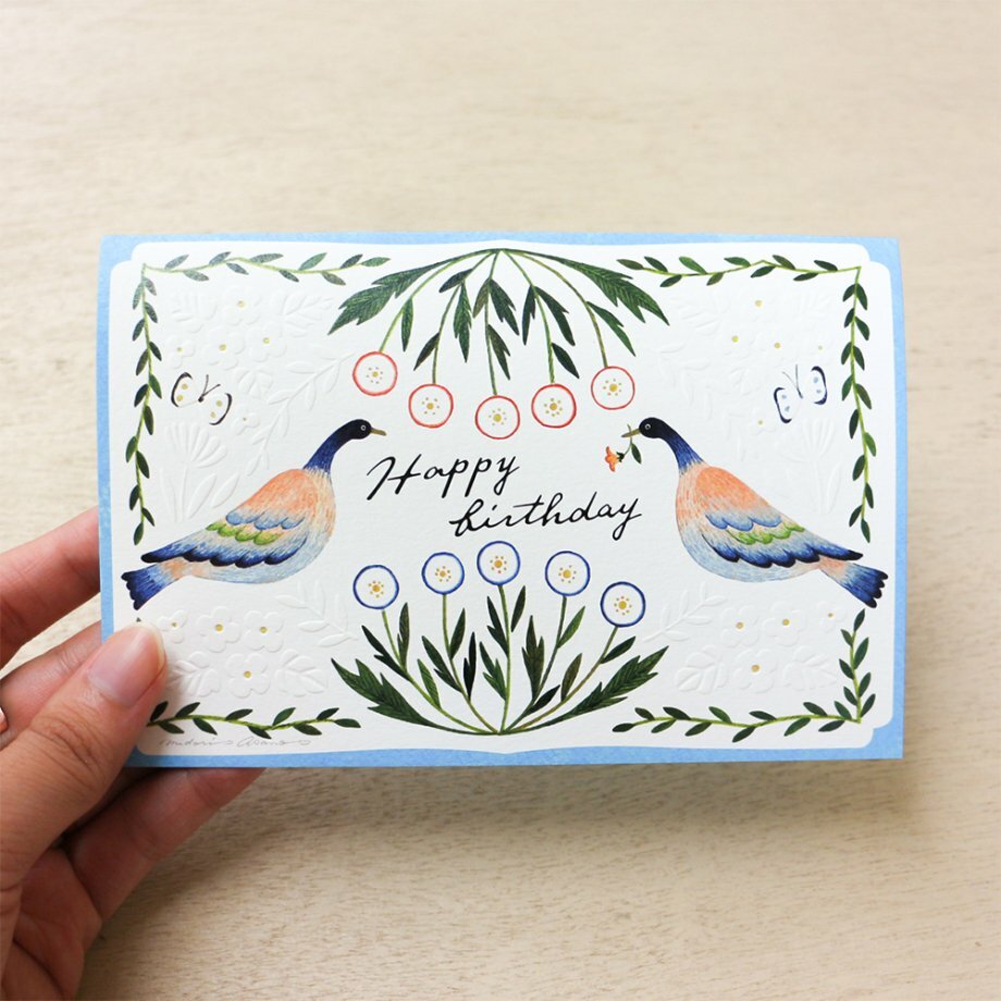 淺野綠: 花與鳥 生日卡片 賀卡｜日本表現社