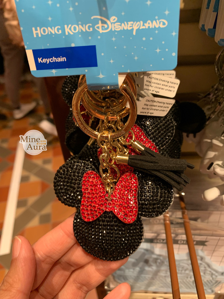 米妮 Minnie 亮鑽流蘇 黑色 鑰匙圈 吊飾 -香港迪士尼樂園