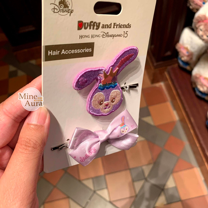 史黛拉露 星黛露 StellaLou 刺繡大頭 蝴蝶夾 髮夾 髮飾 2入組 -香港迪士尼樂園