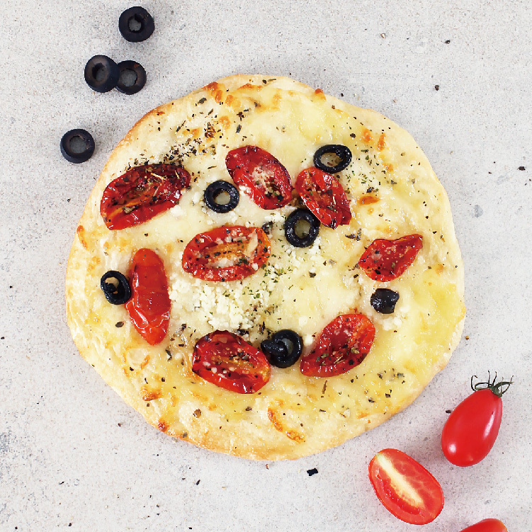 曬乾蕃茄羊奶酪黑橄欖薄皮披薩（蛋奶素） 限冷凍