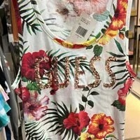 [S] GUESS TEREZITA TANK PRINT , HOT TROPICAL , 195124391490 [FINAL SALE] (SGU195)