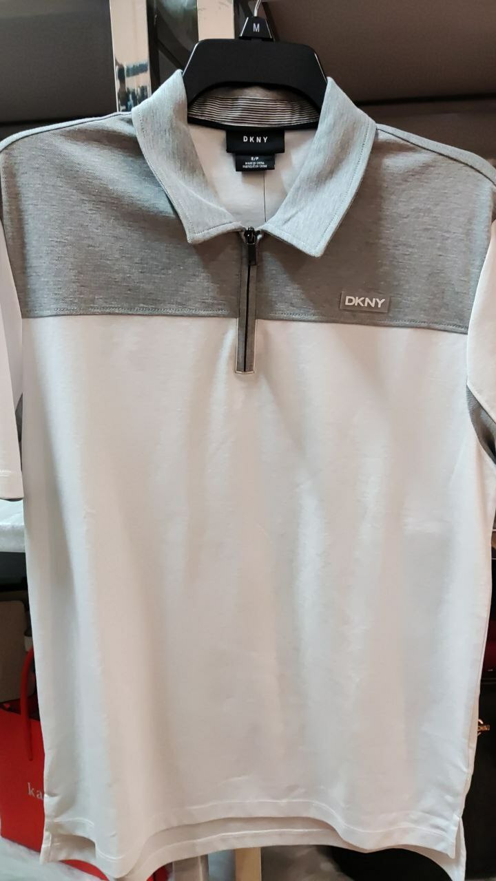 [S] DKNY ZIP POLO SHIRT, GREY, M4160803-HGR (SD67)