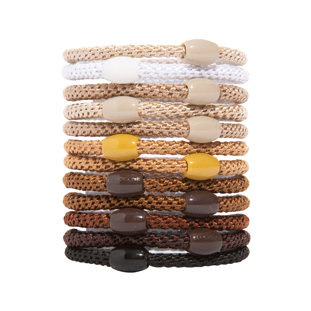 L. ERICKSON 彈力髮圈12入-細版〈焦糖可可〉