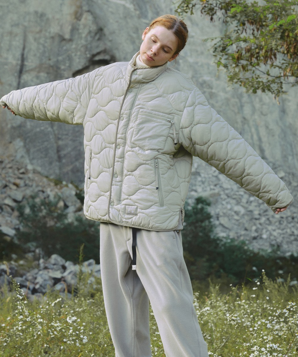 COVERNAT X BLACK YAK 絎縫拉鍊夾克 灰白色