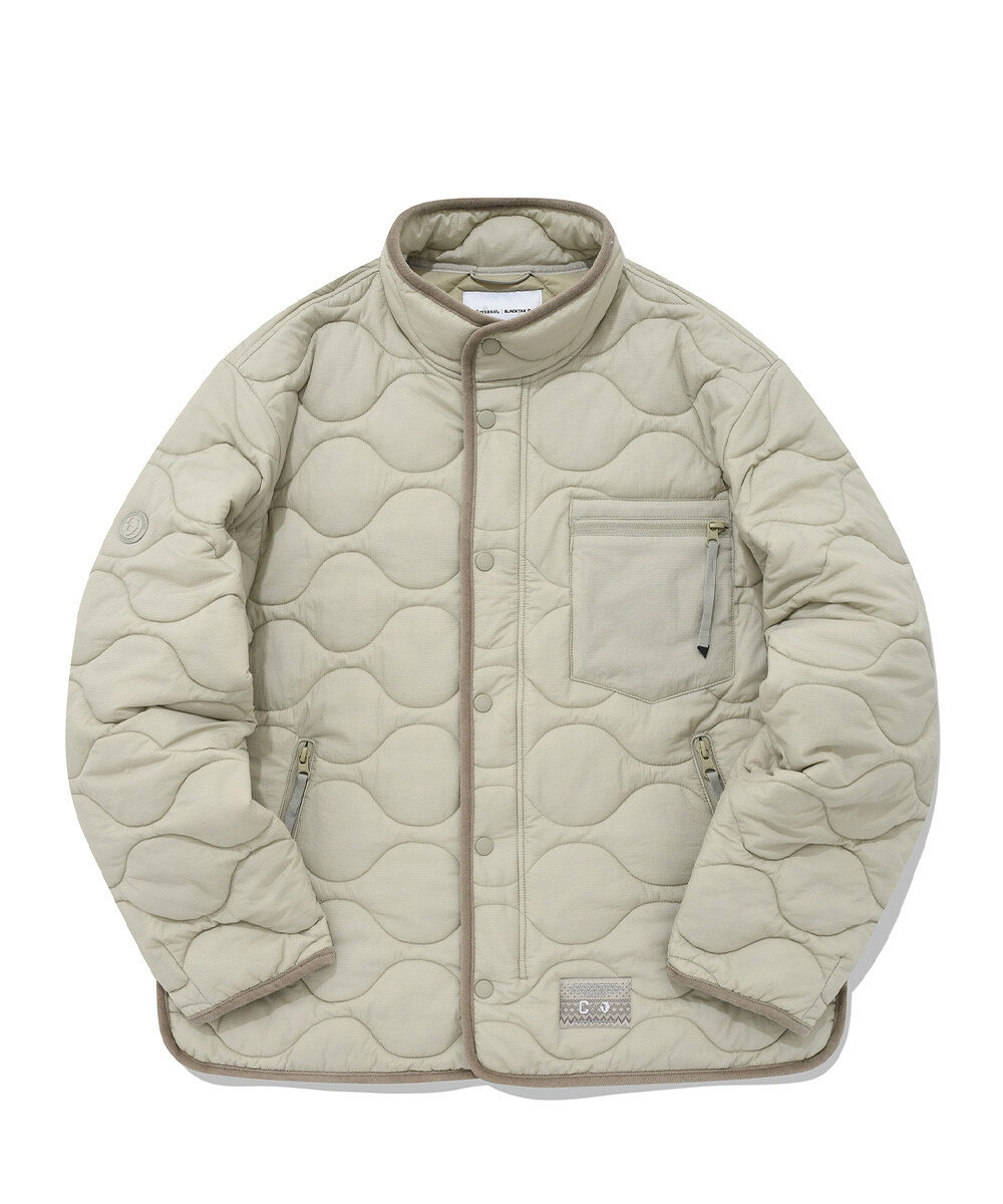COVERNAT X BLACK YAK 絎縫拉鍊夾克 灰白色