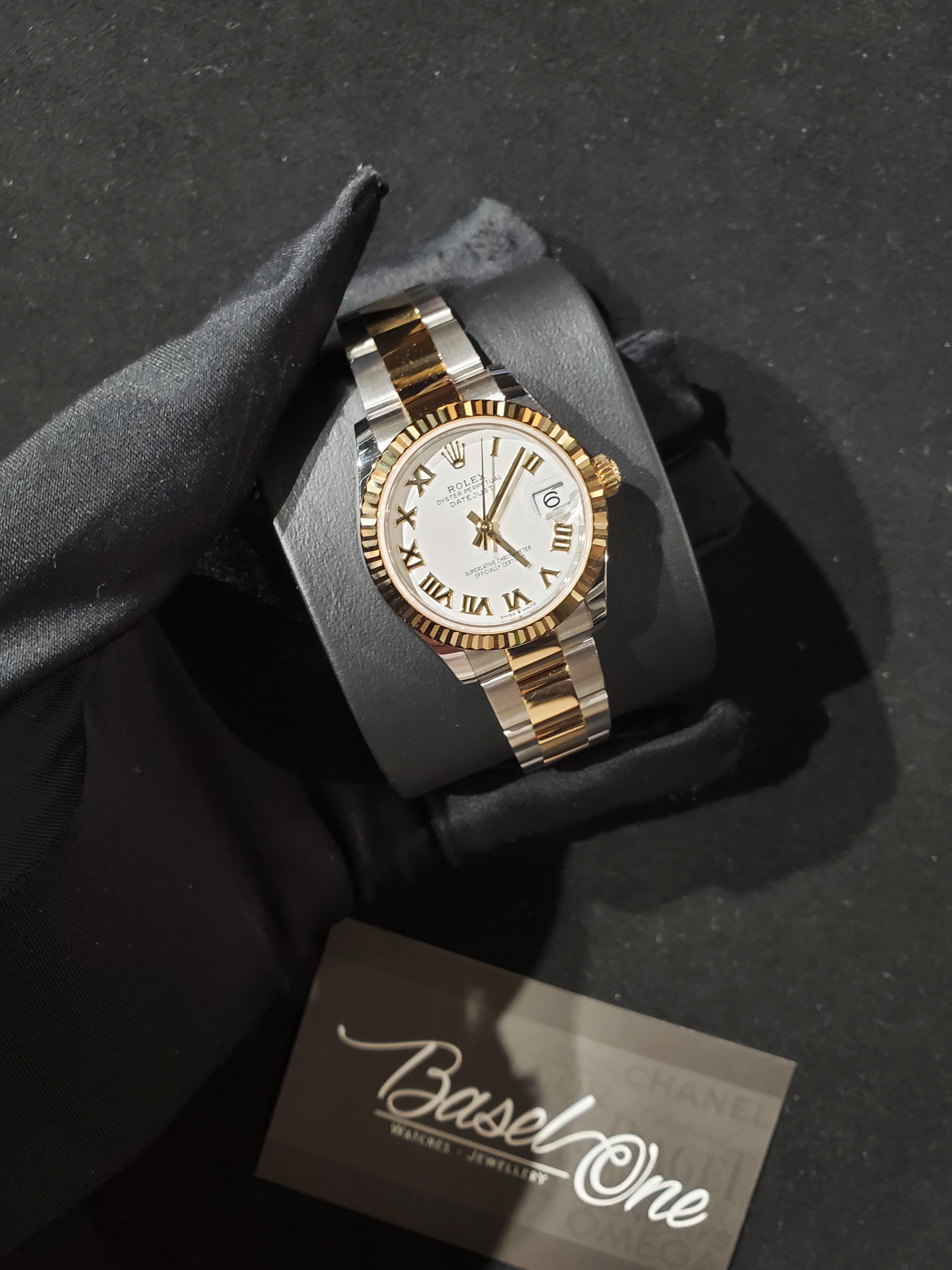 BRAND NEW ROLEX 278273 WHITE ROMAN DIAL YELLOW GOLD STEEL DATEJUST 31 OYSTER 31 MM