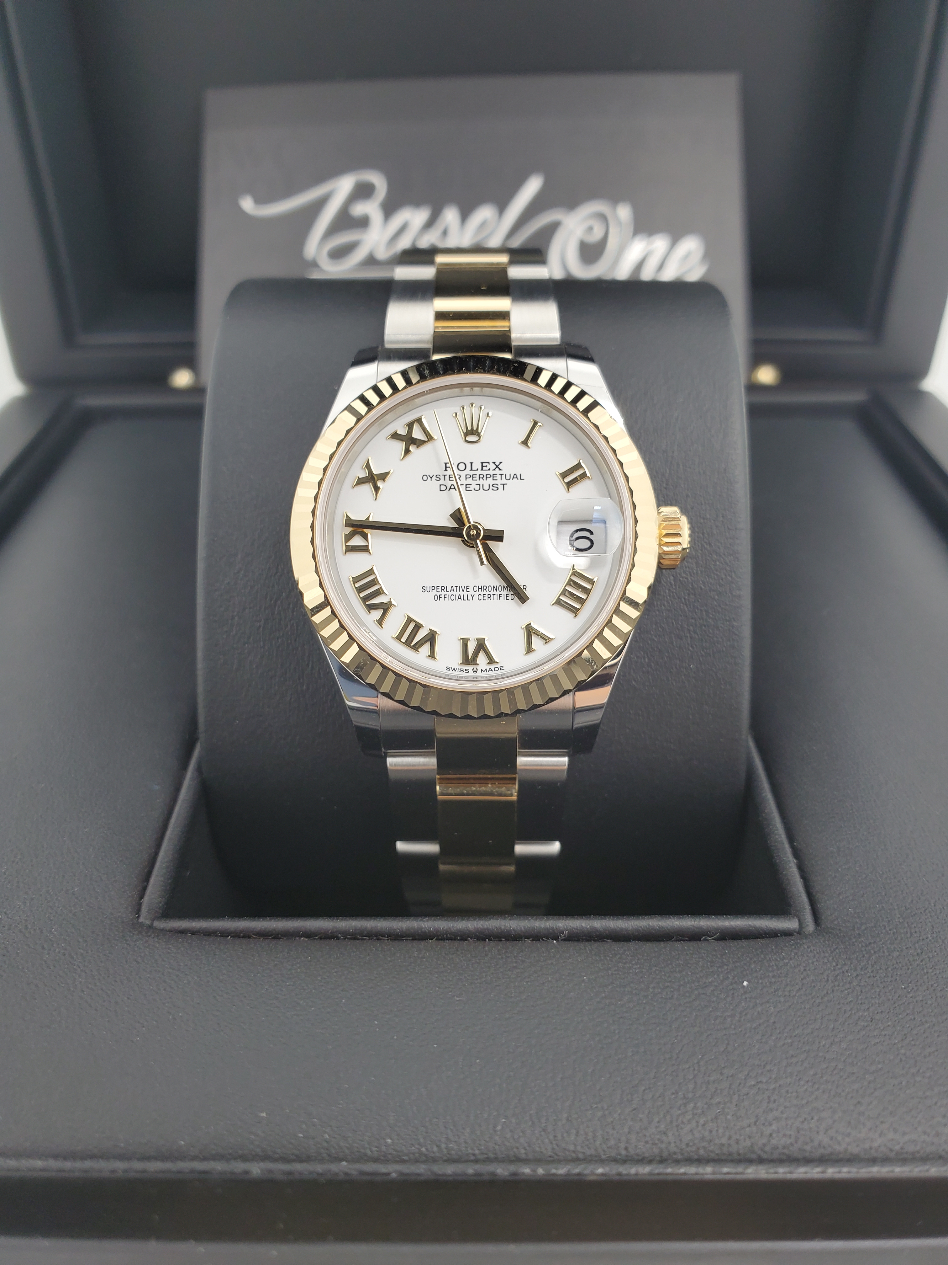 BRAND NEW ROLEX 278273 WHITE ROMAN DIAL YELLOW GOLD STEEL DATEJUST 31 OYSTER 31 MM