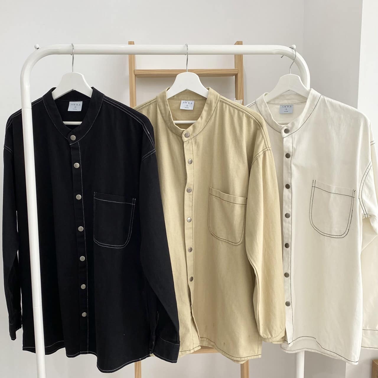 反車線無領襯衫 98921