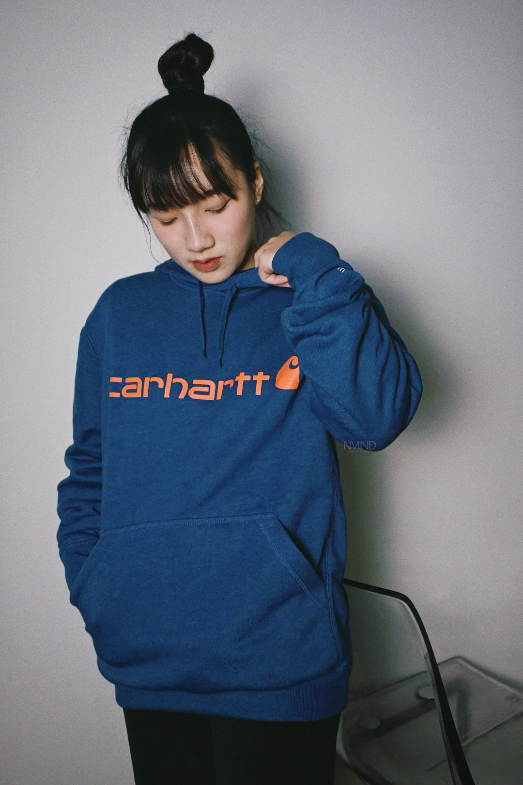 CARHARTT 美線基本字體帽T 土耳其藍