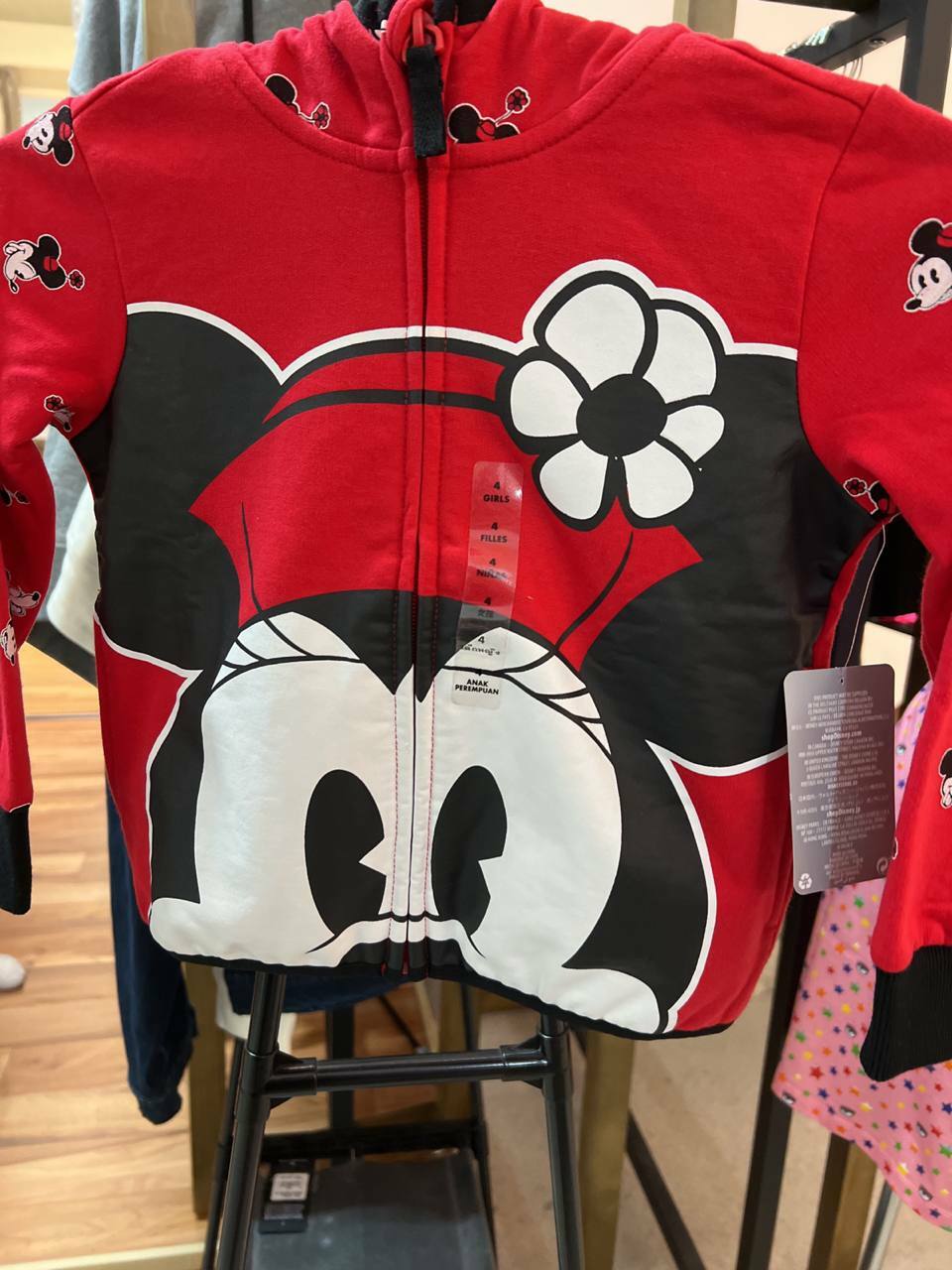 [S] DISNEY RED MINNIE HOODIE,4 YO, 456263927187, FINAL SALE (SY31)