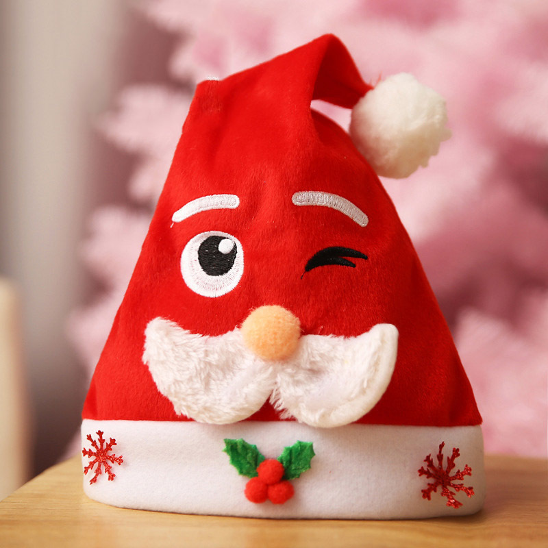 聖誕頭飾(聖誕帽式) 20.金絲絨老人臉帽（兒童) (聖誕飾品 聖誕帽 party飾品 聖誕禮物 聖誕眼鏡 裝扮派對)