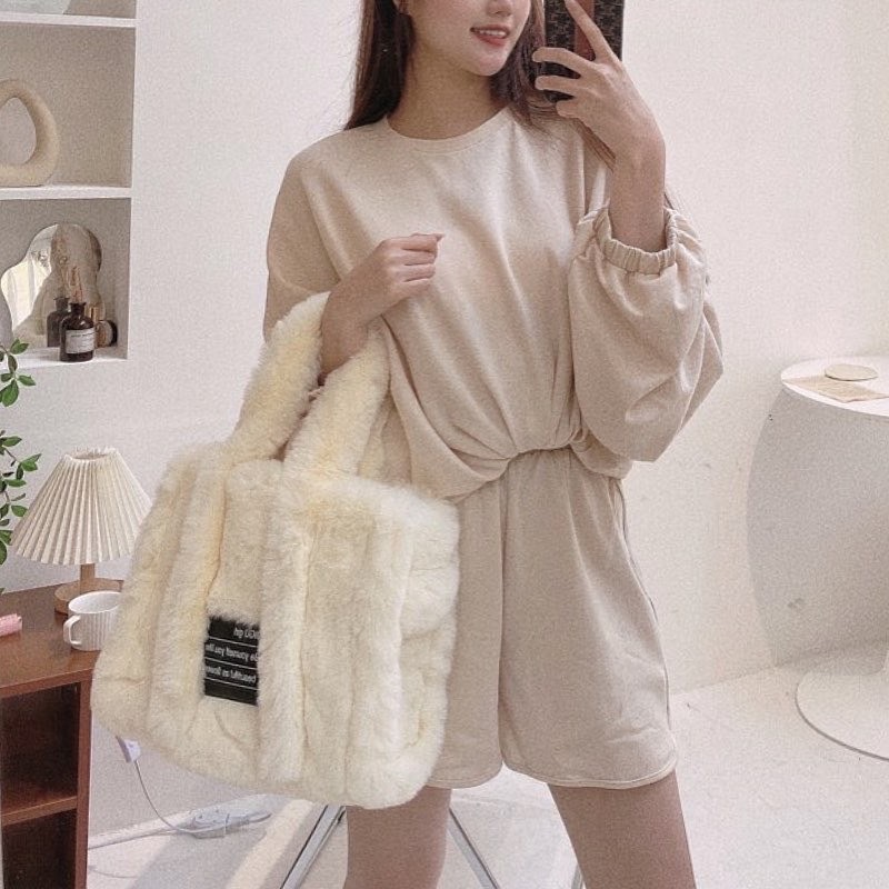 方標泰迪QQ毛手提包/二色/附背帶