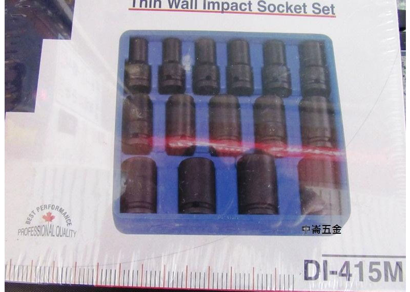 ＊中崙五金【附發票】加拿大GENIUS 專業級 4分中長型氣動套筒組 電動套筒 六角套筒 15件組 DI-415M