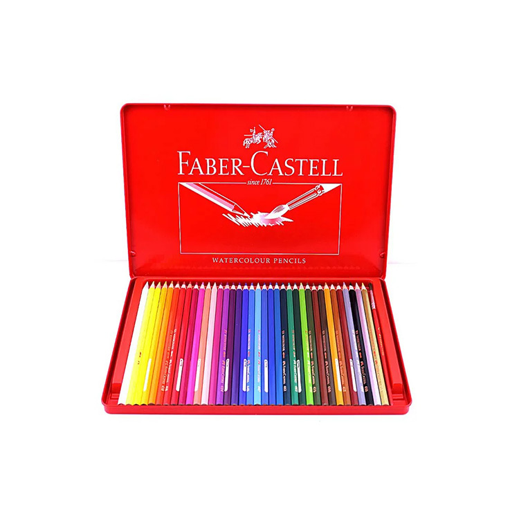 【FABER-CASTELL】36色水性色鉛筆(鐵盒)(附水彩筆)