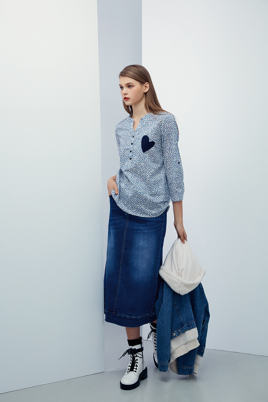 甜美愛心造型口袋上衣R6021